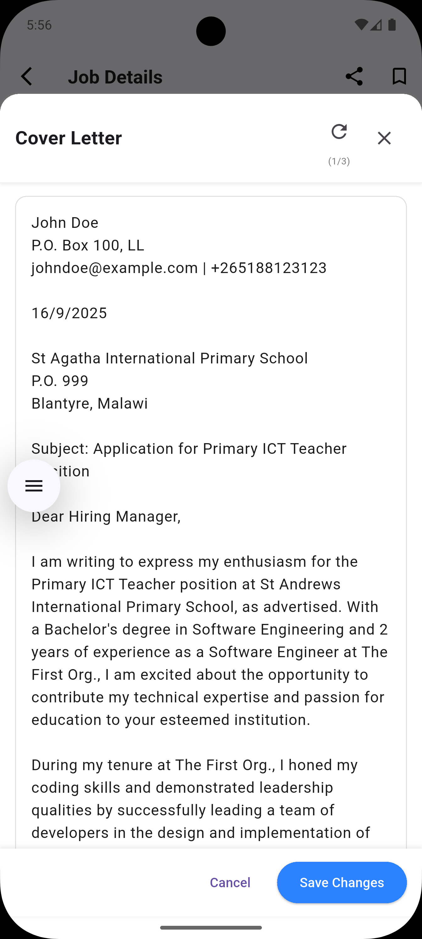 AI Cover Letter Generator